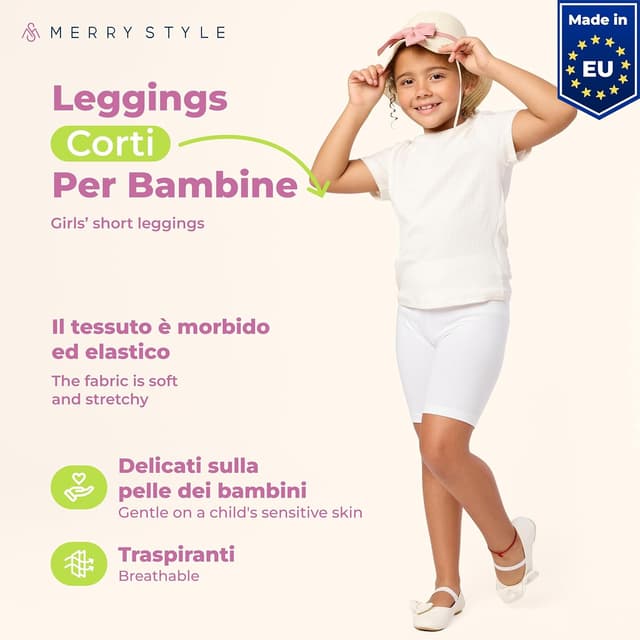Detalle de Merry Style Leggings Corti Bambina e Ragazza MS10-227