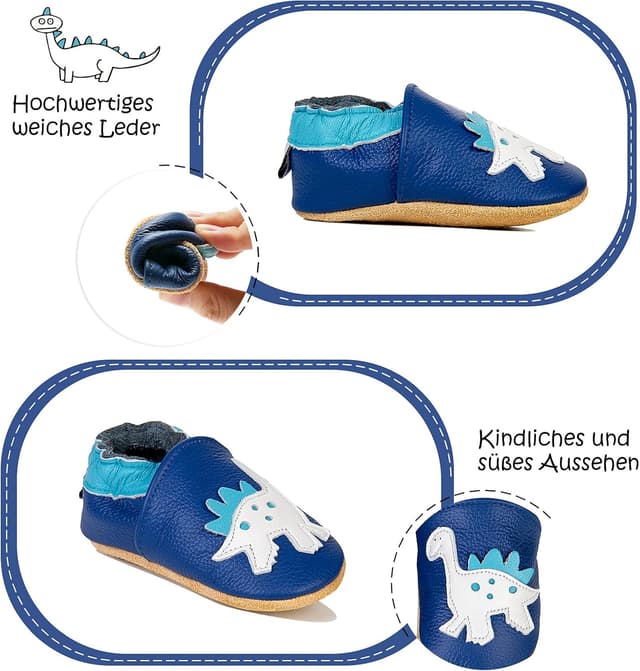 Detalle de IceUnicorn Scarpine neonato in morbida pelle con suola scamosciata (0 a 24 mesi)