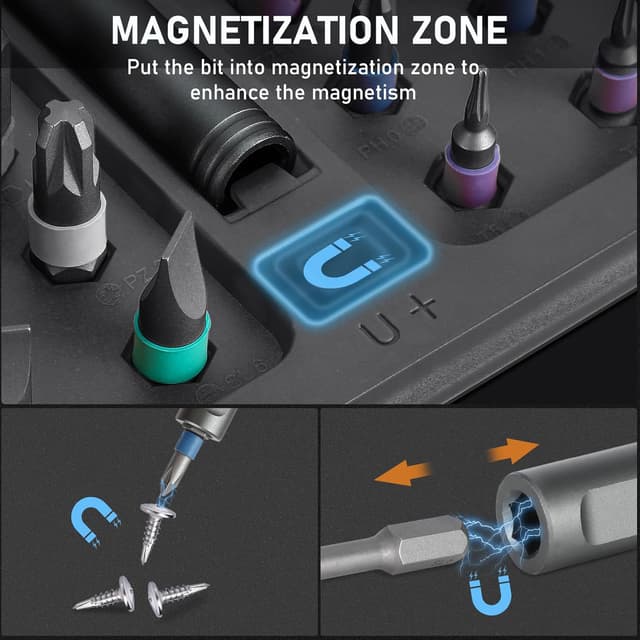 Detalle de Homtronics Magnetic Ratchet Screwdriver Set (42-in-1) with S2 Steel Bits