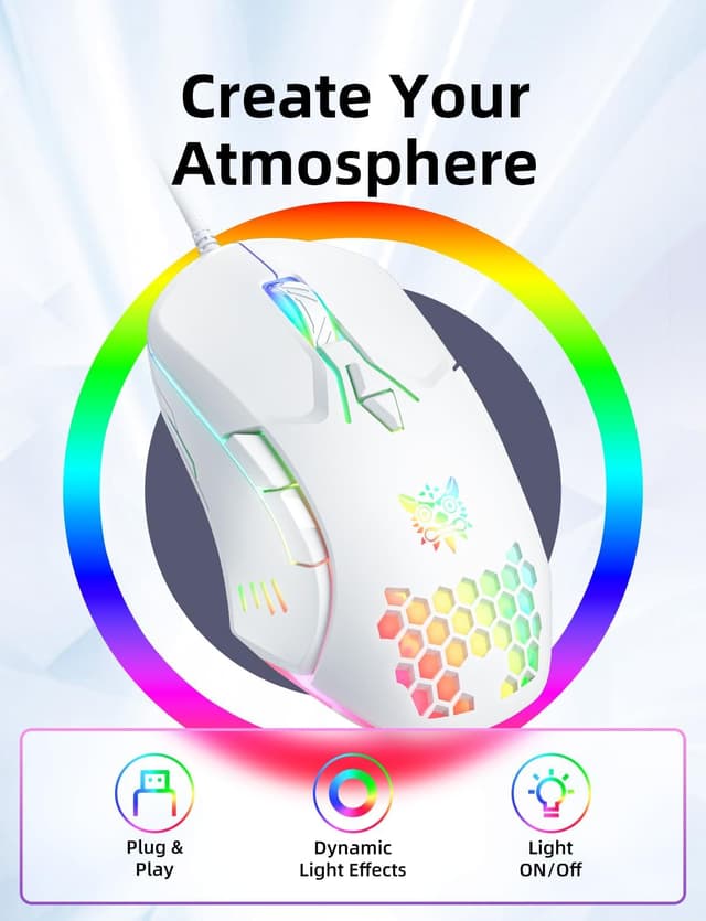 Detalle 2 de Wired PC Gaming Mouse with PMW3389 sensor, RGB backlighting and 7 programmable buttons