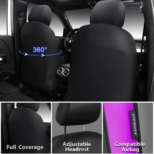 Thumbnail 6 de CAR PASS Memory 3D Foam Car Seat Covers Full Set (Purple/Black) for SUVs & Trucks