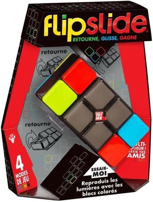 Detalle de Moose Games Flipslide (Rück-, Schiebe- & Lichtspiel) – portables Elektronikspiel mit 4 Modi, Multiplayer