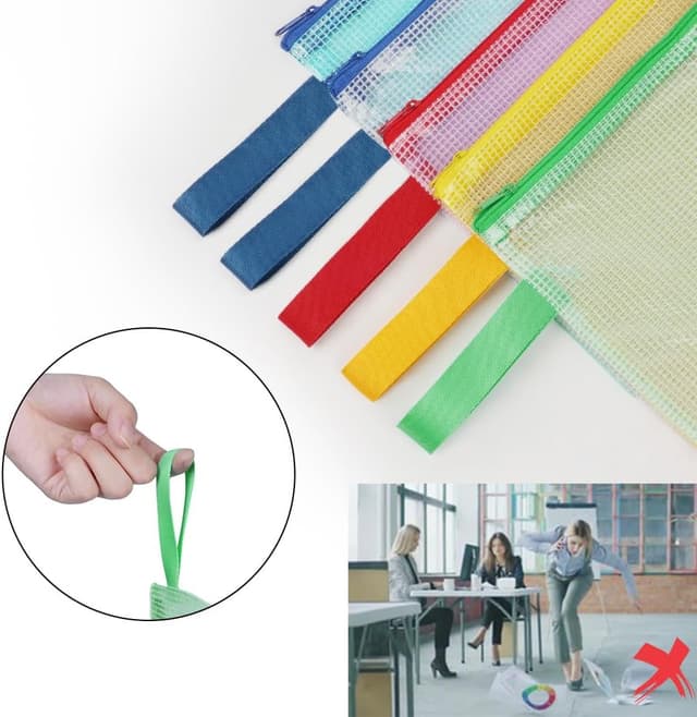 Detalle de OFFCUP Borse di File A5 (10 pezzi) con zip impermeabile e rete mesh per documenti