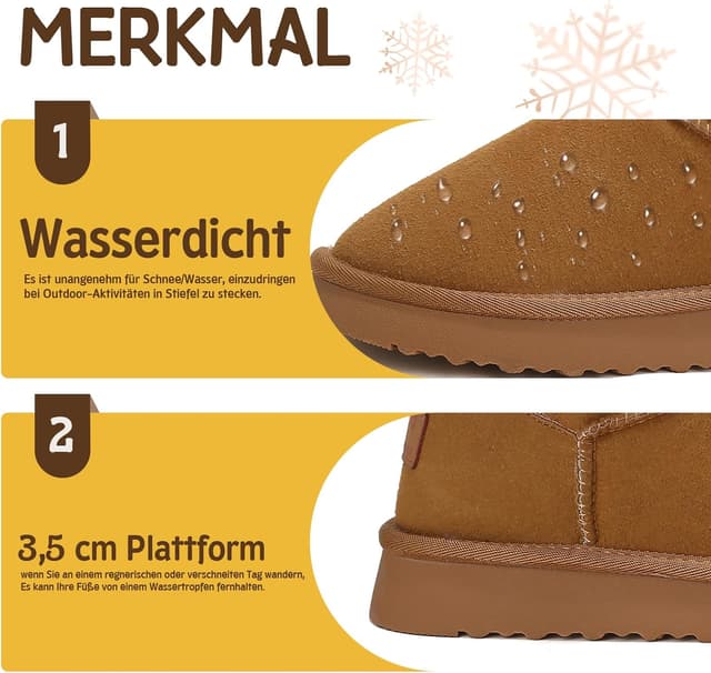 Detalle 2 de Jifenkla bottes d’hiver femme, doublées chaudes