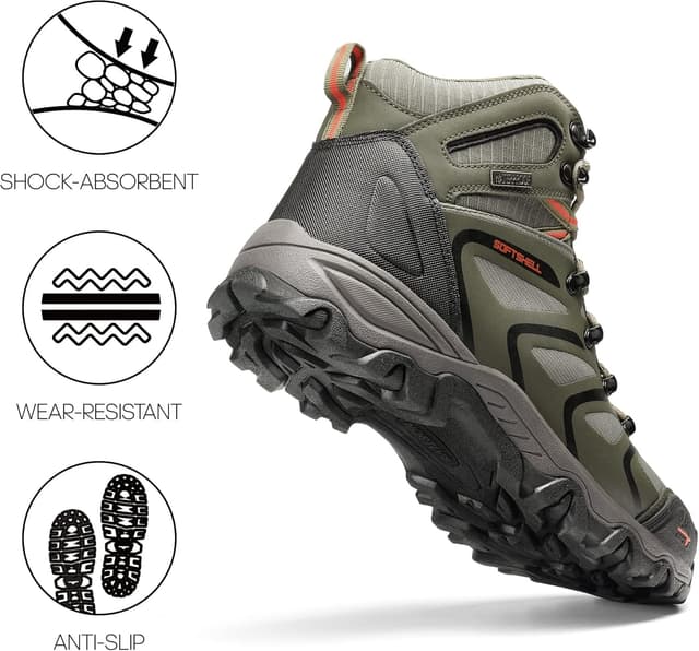 Detalle 2 de NORTIV 8 Herren Outdoorschuhe: wasserdichte Wanderstiefel für Trekking & Bergsteigen