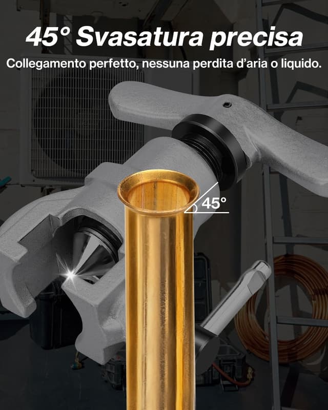 Detalle 2 de Ordriv cartellatrice per tubi in rame 3/16"-3/4" con svasatura a 45° in acciaio 45# e manico a T scorrevole