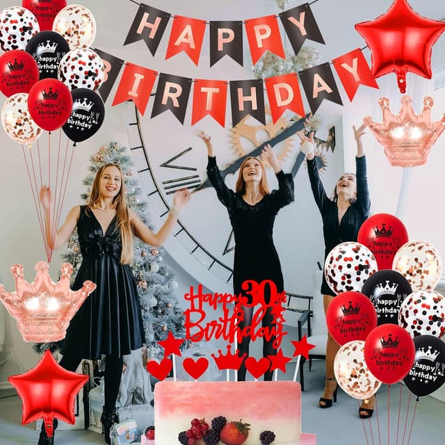 Thumbnail 4 de Rot Geburtstagsdeko 45 Jahr Luftballons đ