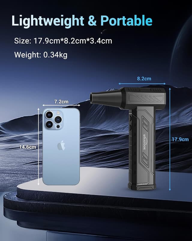 Detalle de WHATOOK Soffiatore aria compressa elettrico senza fili con batteria 8000 mAh e 4 velocità