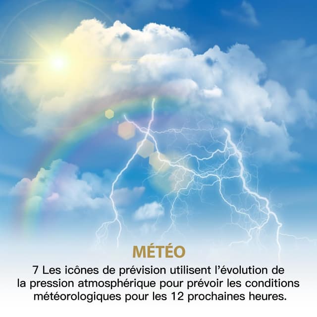 Detalle de Station météo sans fil avec écran couleur Unni (02CS) : capteur extérieur jusqu’à 100 m, baromètre et rétroéclairage réglable