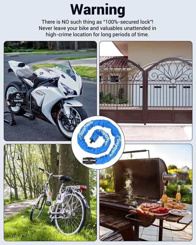 Thumbnail 6 de Sportneer lucchetto a catena 8 mm per bici