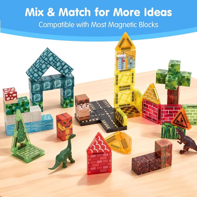 Thumbnail 6 de hahaland Costruzioni Magnetiche Dinosauri 52 pezzi