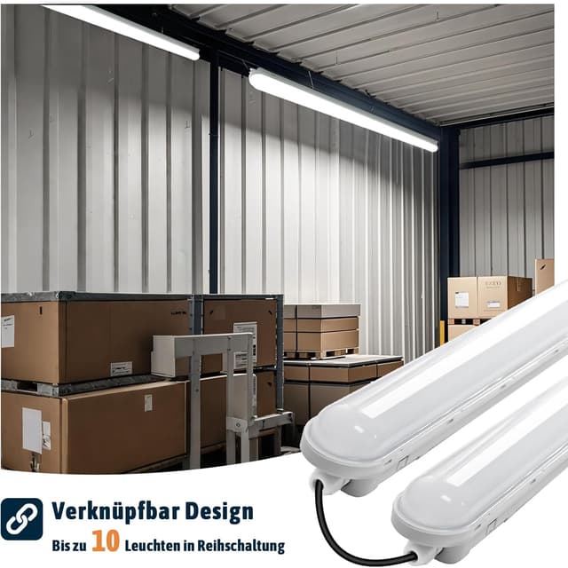 Detalle de buling LED-Feuchtraumleuchte 2er-Set 120 cm, 36 W, 4.500 lm, IP65, kaltweiß (6000 K), verknüpfbar