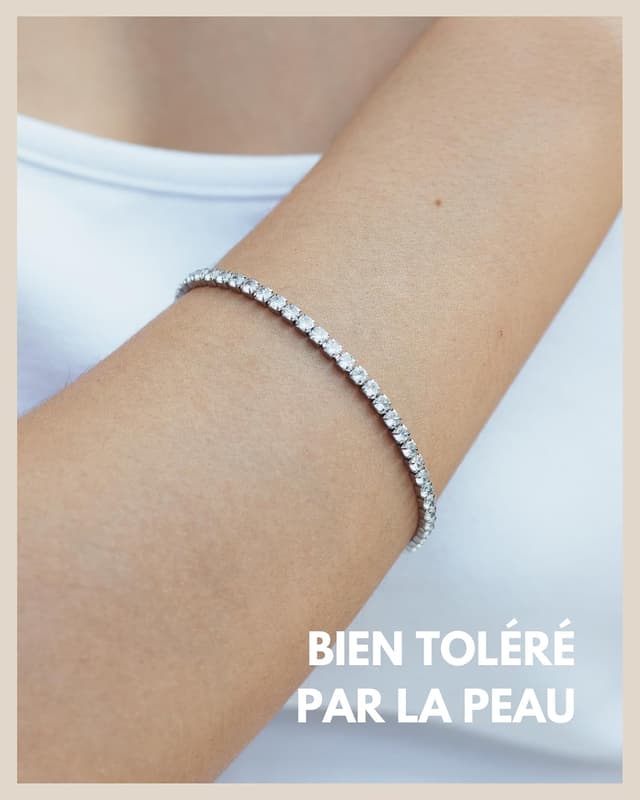 Detalle de GD GOOD.designs EST. 2015 Bracelet de tennis en or pour femmes avec zirconi cubiques et pierres cristal (3 mm)