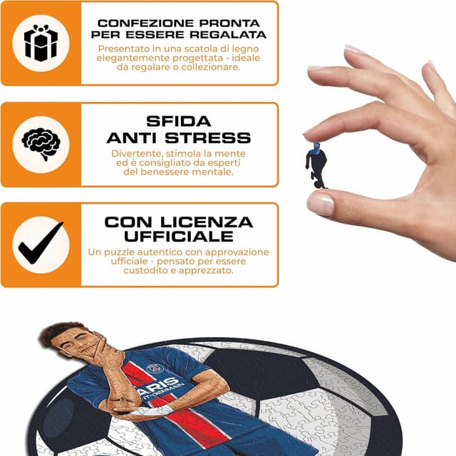 Detalle de Iconic Puzzles PSG Désiré Doué, puzzle di legno con licenza ufficiale (taglia M) da 270 pezzi
