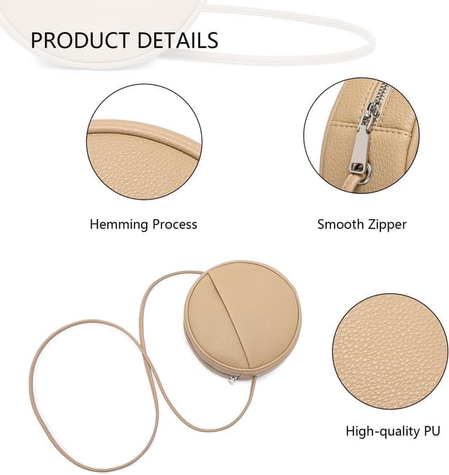 Detalle de YONBEN Sac à bandoulière Circle pour femme en nylon, fermeture éclair et bretelles réglables