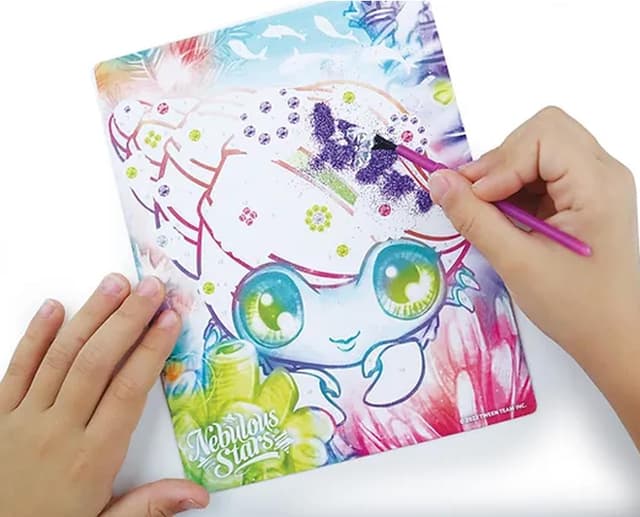 Detalle de Nebulous Stars Paillettes et Feuilles Métallisées « Foil Art » — kit de loisirs créatif Marinia (3 tableaux)