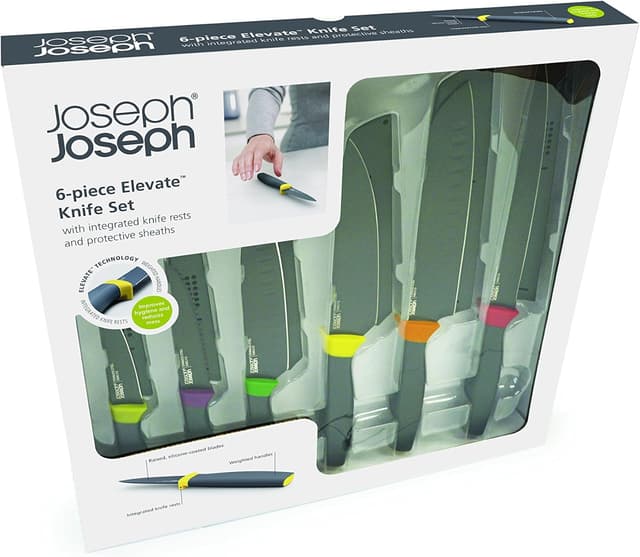 Detalle de Joseph Joseph Elevate Knives, set da 6 coltelli (multi-colore) con tecnologia Elevate