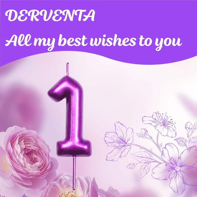 Detalle 2 de DERVENTA Number 3 Purple Candle (2.36 inch) for birthday cakes & party desserts