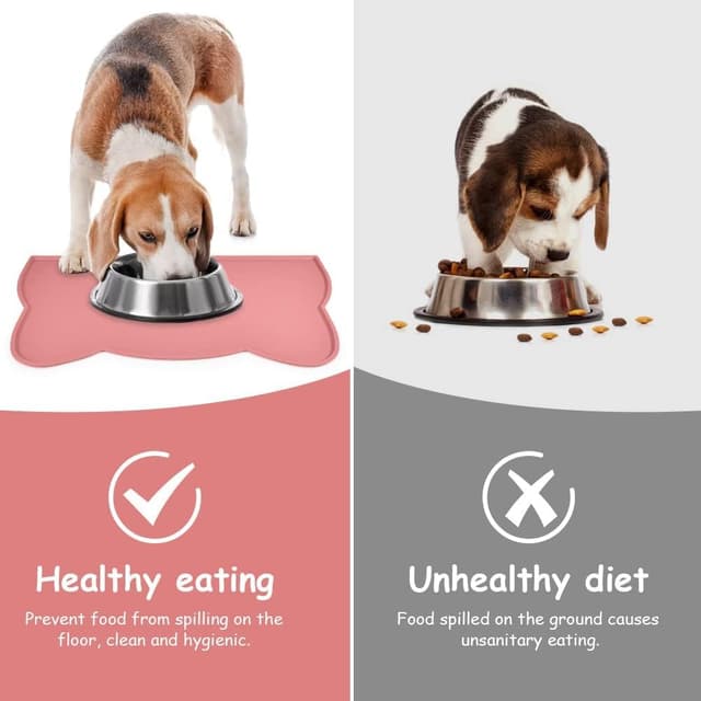 Detalle 2 de vsshe Dogs and Cats Silicone Feeding Mat (Pink) – Non-slip, waterproof bowl mat for dogs, cats and rabbits