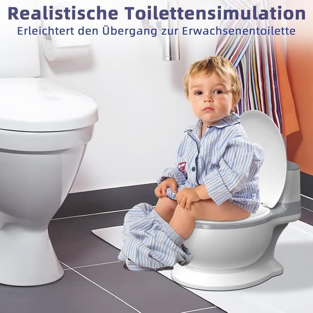 Detalle de Töpfchen für Kinder – Kindertoilette mit Papiertücher-Design, weicher Sitz & Spritzschutz (grün)