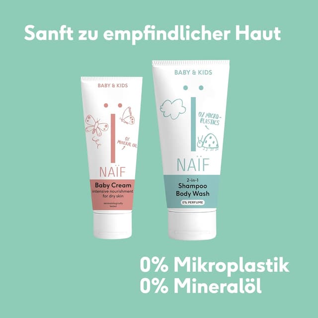 Detalle de Naïf Nährende Pflegecreme (75 ml) für Baby und Kind – vegan, ohne Mikroplastik, Mineralöle und Parabene