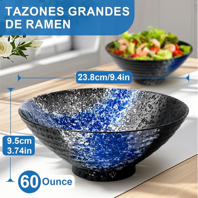 Detalle 2 de YTLEMON 9.4" Tazones de cerámica para ramen 2 unidades