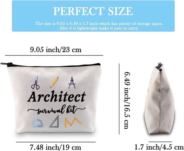Detalle 2 de JTOUK Architecture Student Gift Architect Survival Kit Zip Pouch Makeup Bag (Survival Kit Architect Bag EU)