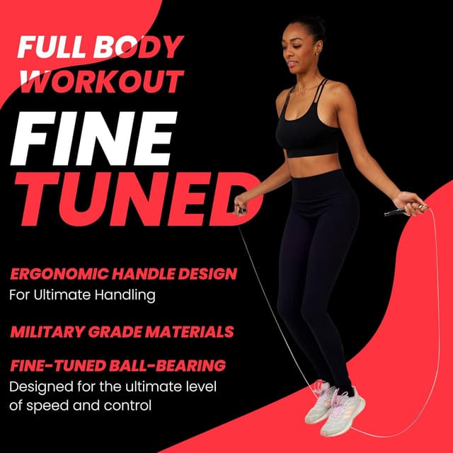 Detalle 1 de Forge® Speedrope Skipping Rope – self-locking adjustable speed rope with precision bearings