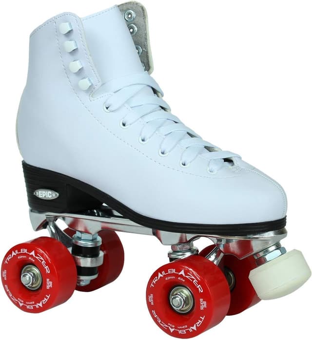Detalle de Epic Skates Classic White Roller Skates with Red Wheels