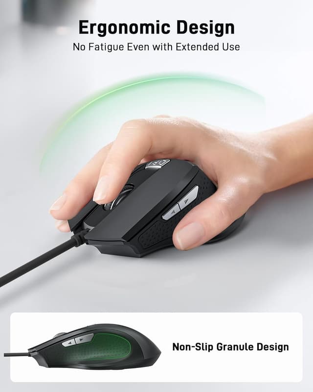 Thumbnail 6 de Acer kabelgebundene PC-Maus mit 3200 DPI, 4 DPI-Stufen und 6 Tasten – Plug & Play per USB-Kabel (1,5 m)