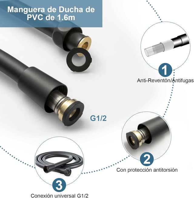 Thumbnail 4 de OFFO Alcachofa Ducha 1,6 m 3 modos