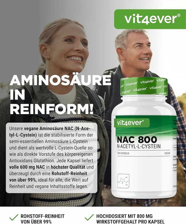 Detalle 2 de Vit4ever NAC 800 mg N-Acetyl L-Cystein 240 Kapseln