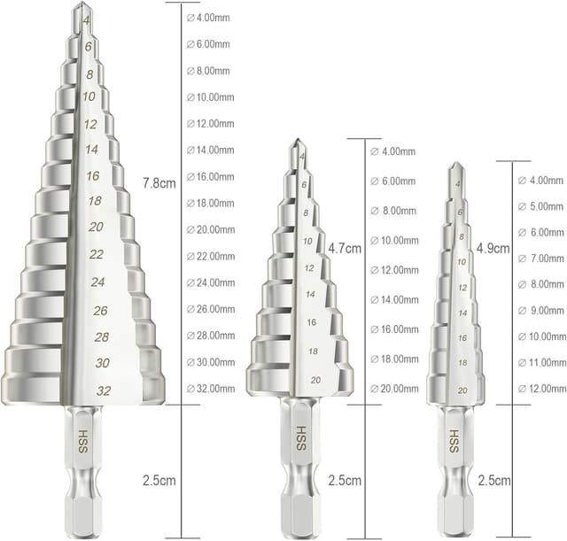 Thumbnail 2 de flintronic Punte coniche e fresa conica a gradini HSS Titanium (misure 4-12/4-20/4-32)