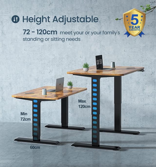 Detalle de MAIDeSITe T2 Pro Dual Motor Adjustable Height Standing Desk Frame (Black) with memory smart panel