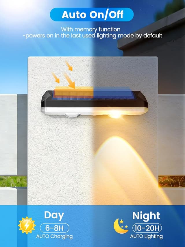 Detalle de shirylzee Solar Fence Lights 4 Pack (IP65) with 13 Lighting Modes and Auto On/Off