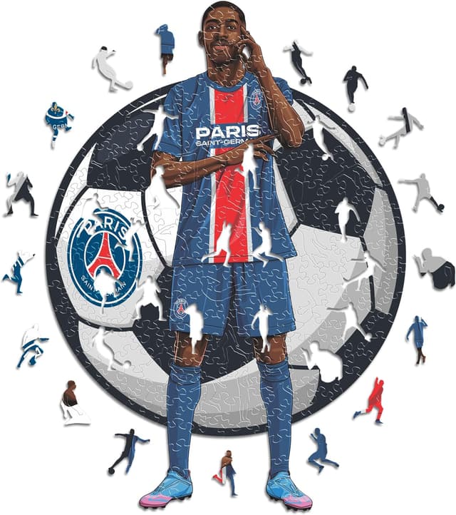 Detalle de Iconic Puzzles PSG Ousmane Dembélé, puzzle di legno 270 pezzi taglia M (licenza ufficiale) 100% sostenibile
