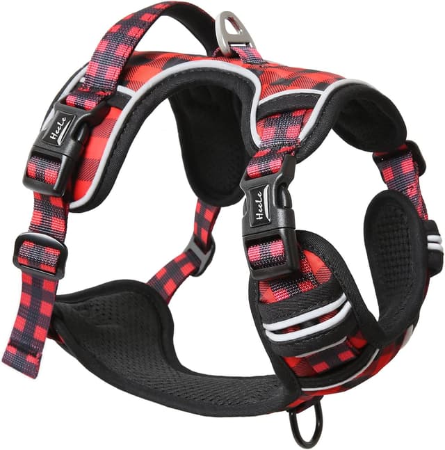 Detalle de HEELE Dog Harness No-Pull (Release on Neck) with Reflective Stripes & 2 Leash Attachments – XL
