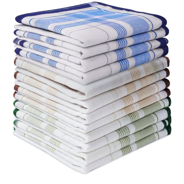 Detalle de Aomig Herren-Taschentücher aus Baumwolle, Set mit 12 Stofftaschentüchern (3 Farben/B), 40 x 40 cm