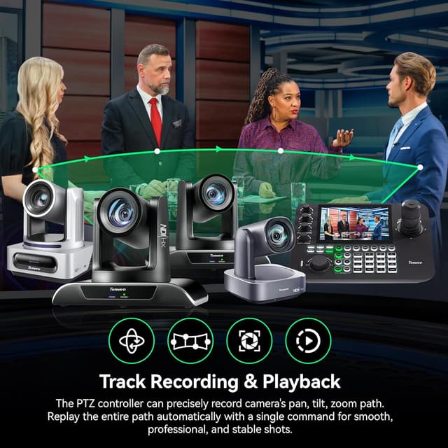 Thumbnail 6 de Tenveo NDI PTZ Camera Joystick Controller (KB300PRO) with 7” Quad-Screen Preview