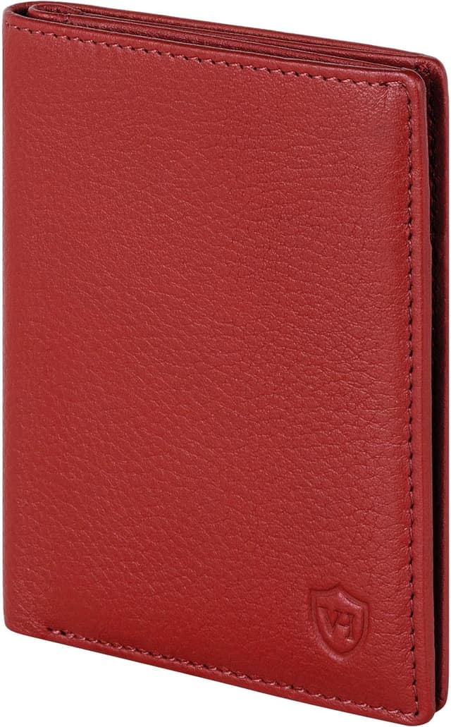 Detalle de VON HEESEN Leder-Geldbörse mit RFID-Schutz (Rot) – Herren & Damen, Echtleder