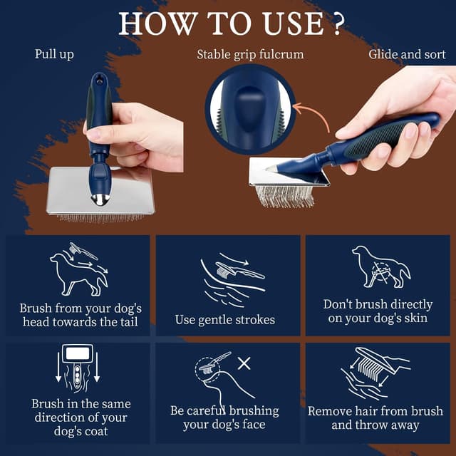 Detalle de Y.C-Toget Slicker Hundebürste mit schützenden Kugelspitzen – beruhigende Massage für langhaarige Hunde & Katzen