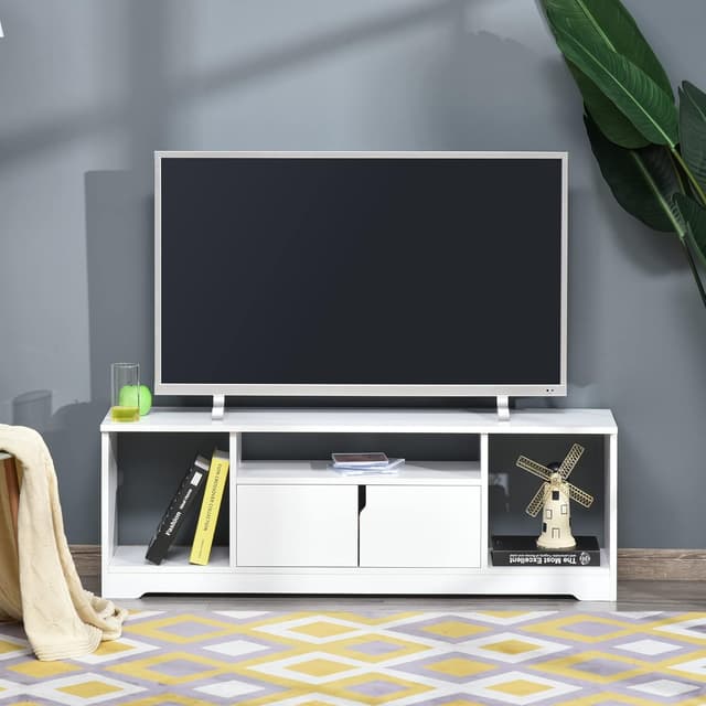 Detalle 2 de HOMCOM Mueble TV 42" Blanco 120x30x41 cm