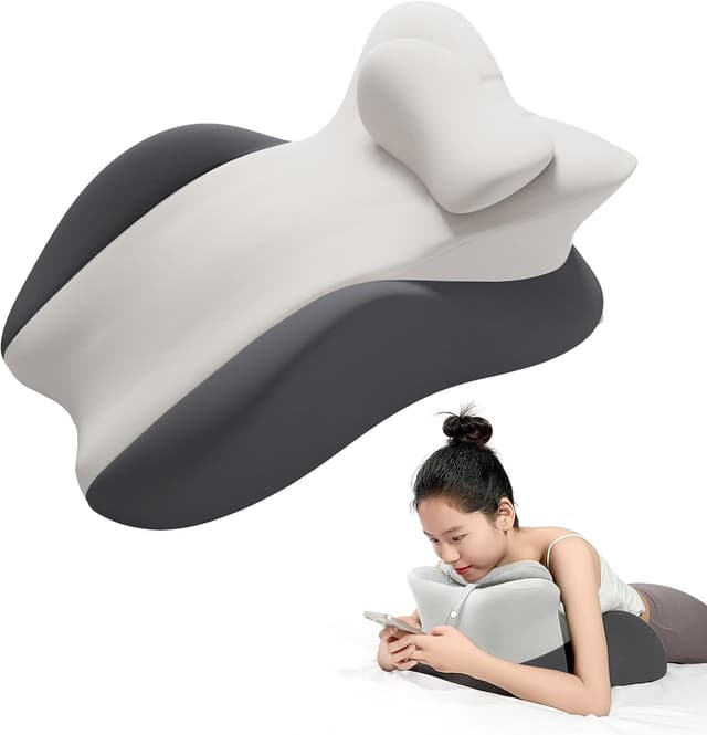 Detalle de JOVELL Memory Foam Prone Pillow (Black/Gray) – wedge body pillow with removable cover