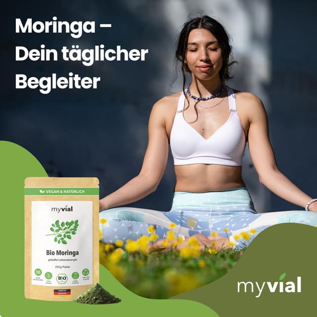 Detalle 2 de Bio Moringa Pulver 250 g – Premium Blattpulver aus Moringa oleifera (roh verarbeitet), vegan, plastikfrei