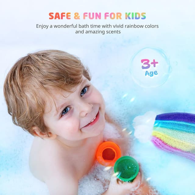 Detalle 2 de Rainbow Bath Bombs 4-pack organic kids bath bombs