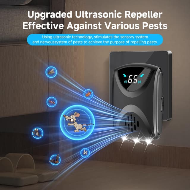 Detalle de Ultrasonic Mouse Repeller Upgraded Smart Chip Dual Speakers – 1–65kHz 2 Pack