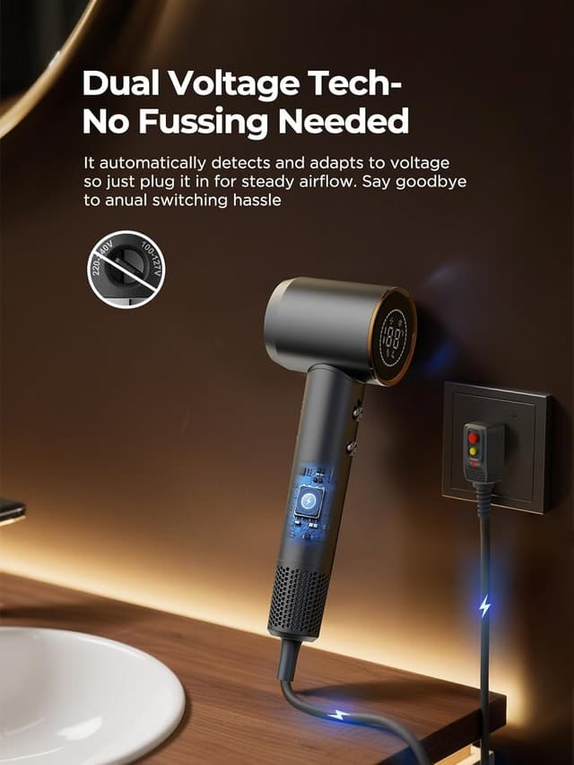 Detalle de Dual Voltage Travel Hair Dryer with Diffuser (110-120V/220-240V) by Ready for International Travel