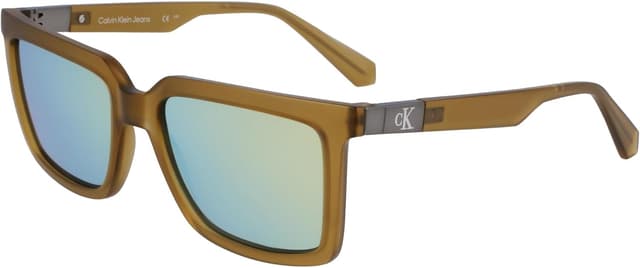 Detalle 2 de Calvin Klein Jeans CKJ23659S 309 Khaki occhiali da sole unisex square con lenti specchiate