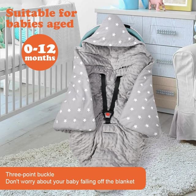 Detalle de Aolso Baby Coperta trapuntata 2 pezzi in cotone, bifacciale con cappuccio per ovetto/ marsupio