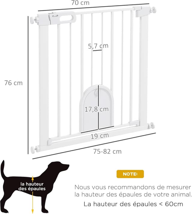 Thumbnail 2 de PawHut Barrière de sécurité 76 cm